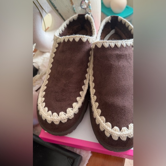 Boho / hippie Brown loafer Shoes with Cream Trim new in the box - Picture 4 of 9